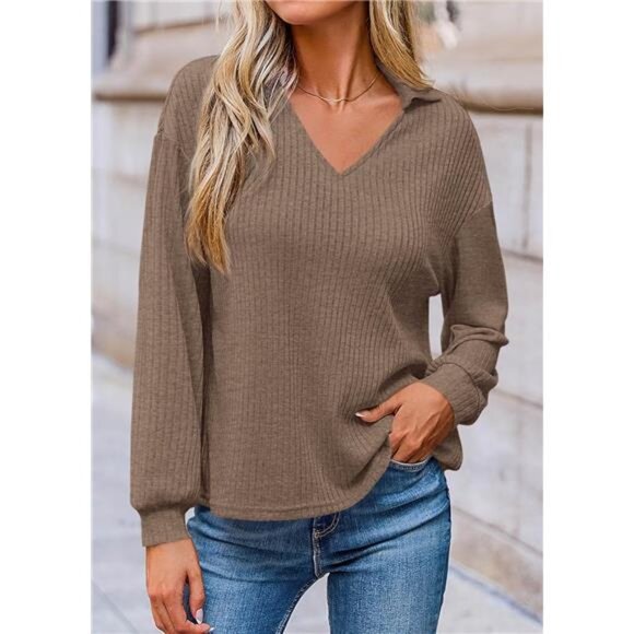 Long Sleeve Shirts for Women 2025 Fall Fashion Outfits Going Out Tops - Picture 4 of 5